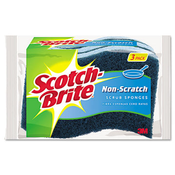Scotch-Brite® Non-scratch Multi-purpose Scrub Sponge, 4.4 X 2.6, 0.8" Thick, Blue, 3-pack freeshipping - TVN Wholesale